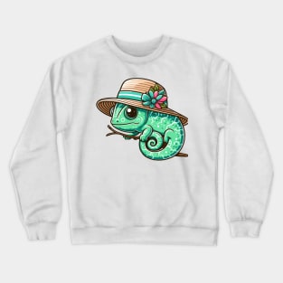 Stylish Chameleon with Hat Crewneck Sweatshirt